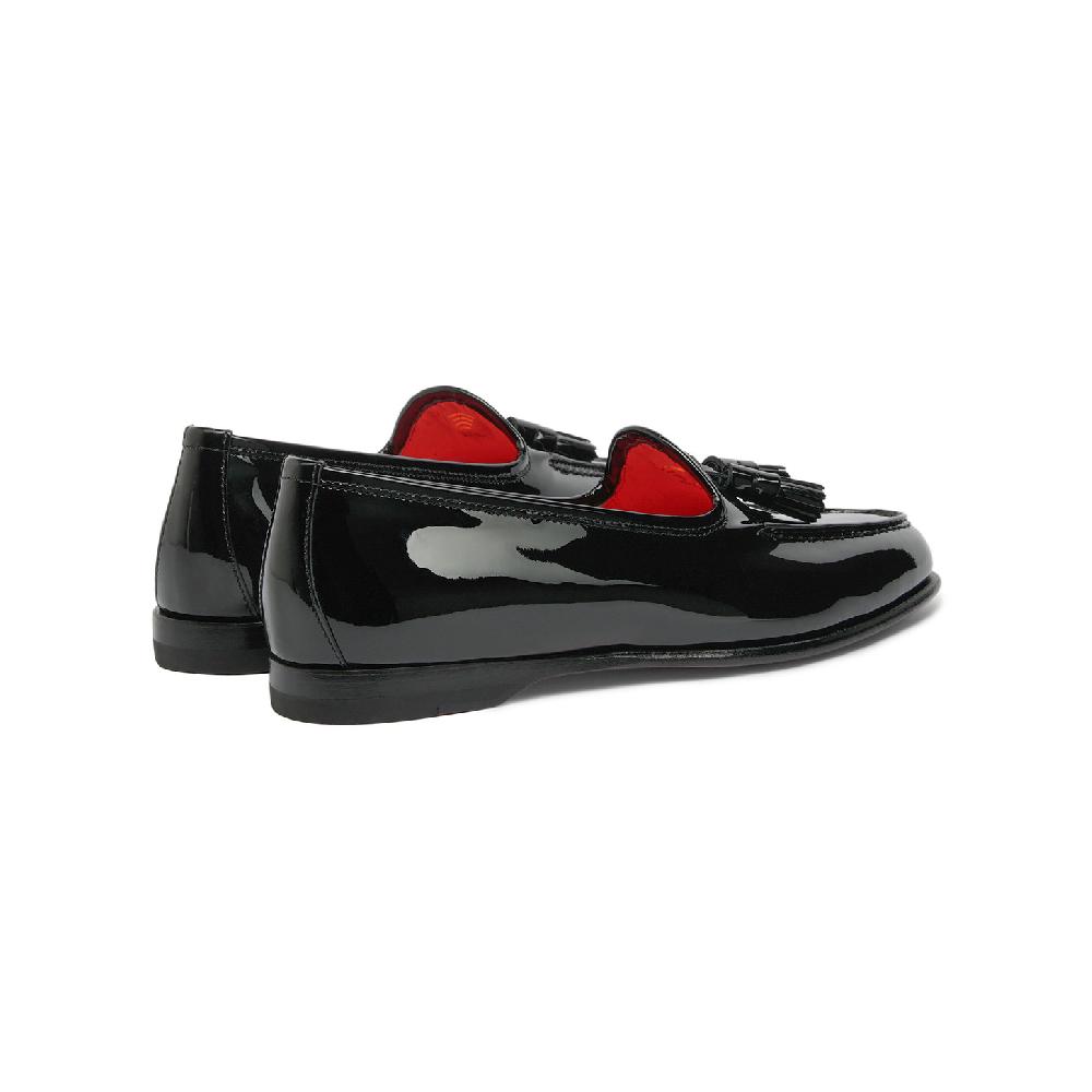 Santoni Mocassino Andrea con nappe da donna in vernice nera Affare Del Giorno