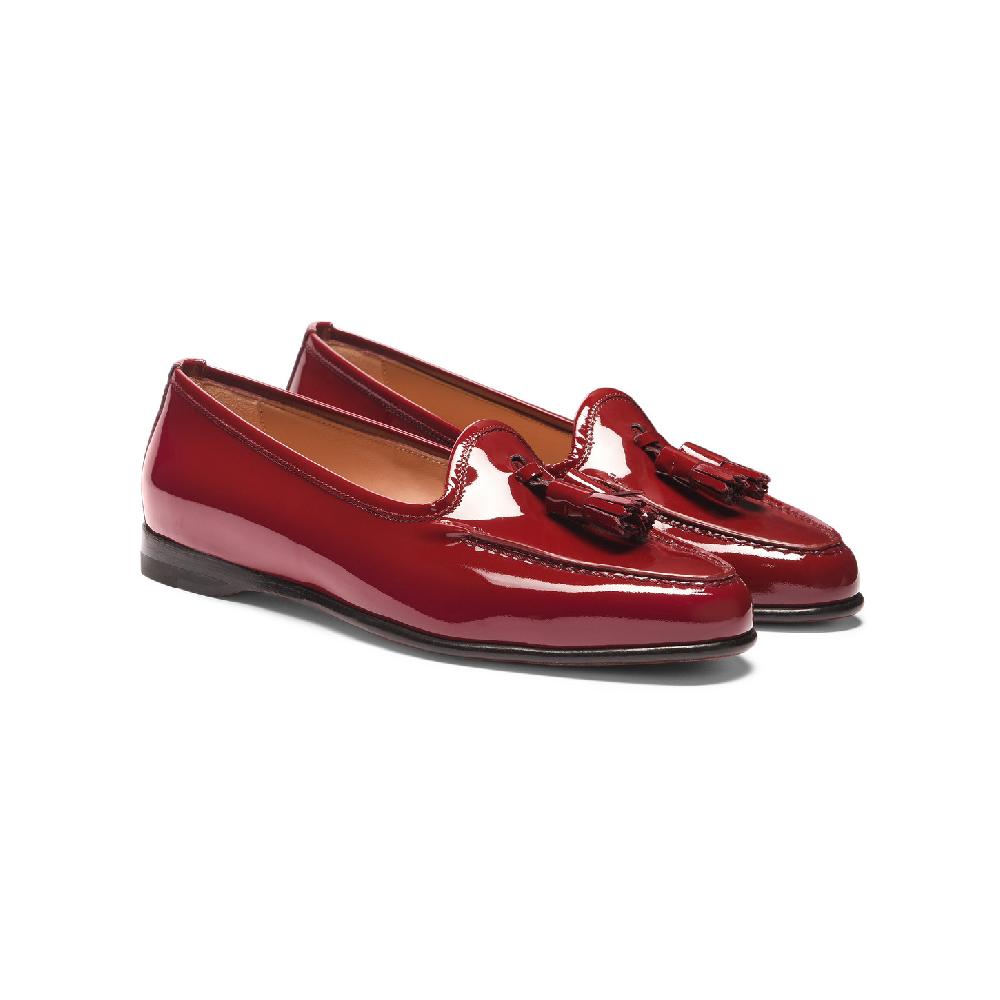 Santoni Mocassino Andrea con nappe da donna in vernice rossa Prezzo Ridotto
