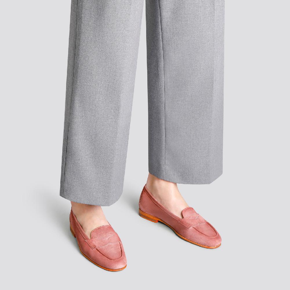Santoni Mocassino Carla da donna in suede rosa Presa