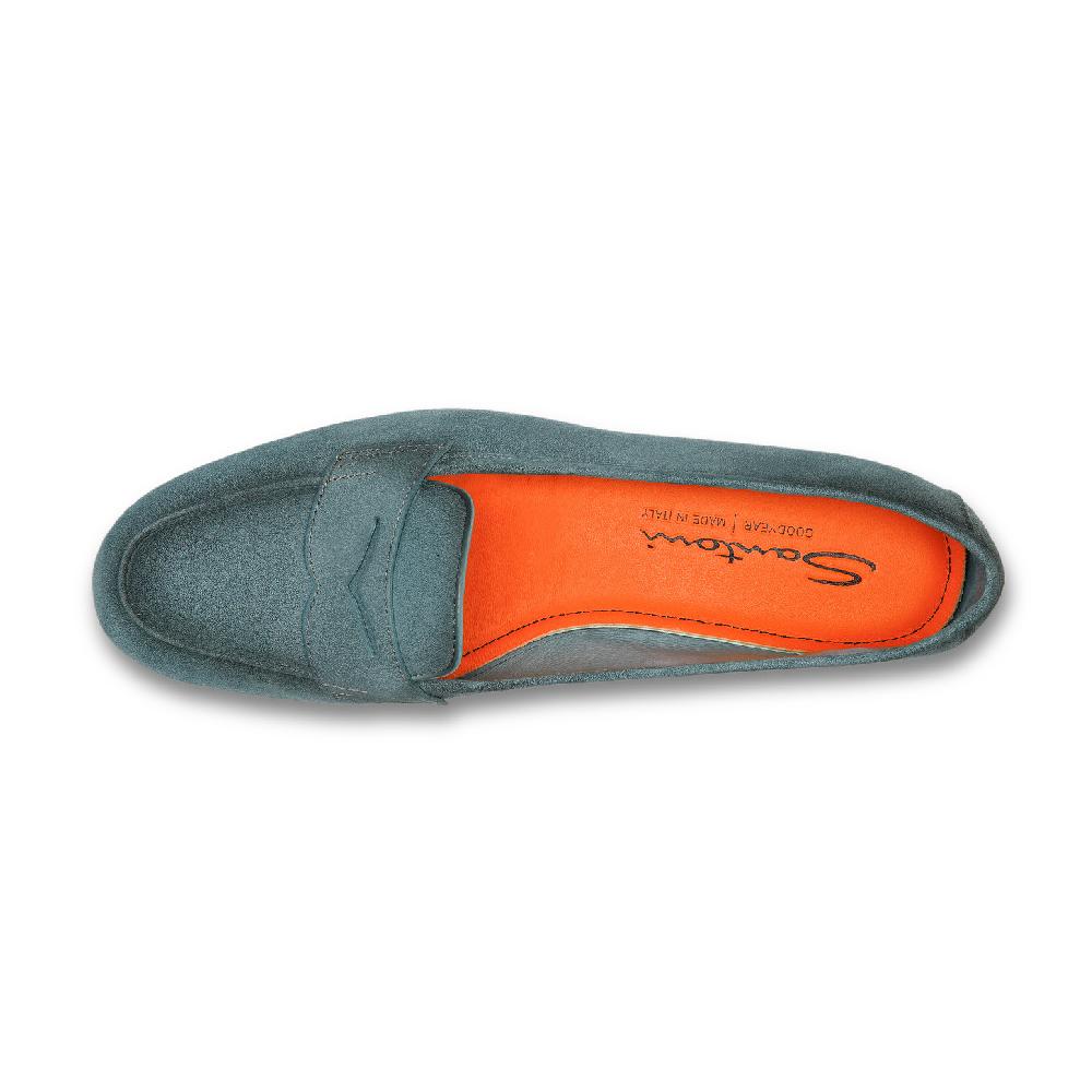 Santoni Mocassino Carla da donna in suede azzurro Sconto