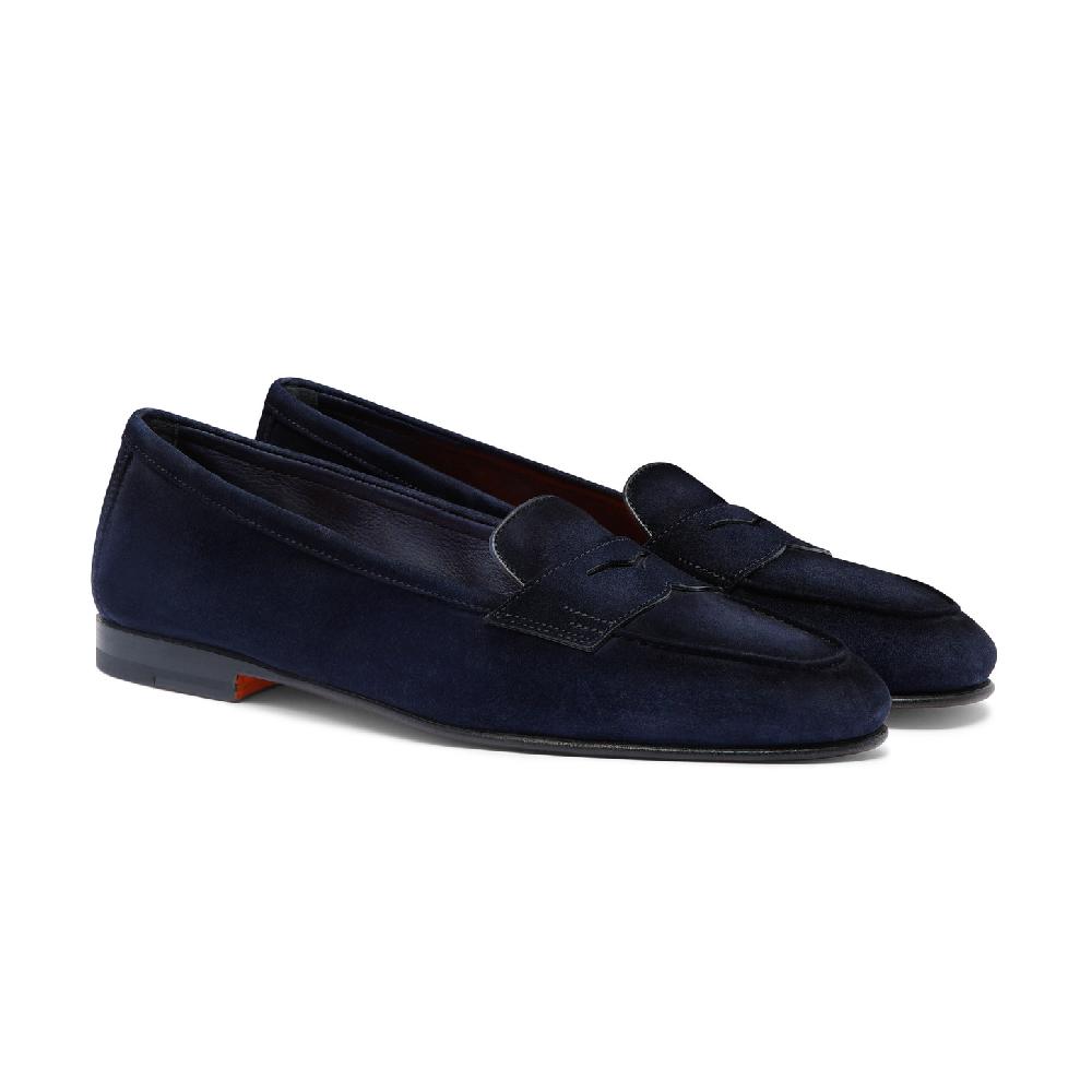 Santoni Mocassino Carla da donna in suede blu Offerta