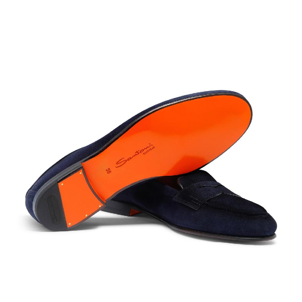 Santoni Mocassino Carla da donna in suede blu Offerta