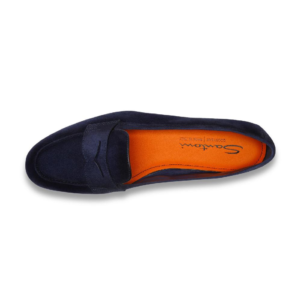 Santoni Mocassino Carla da donna in suede blu Offerta