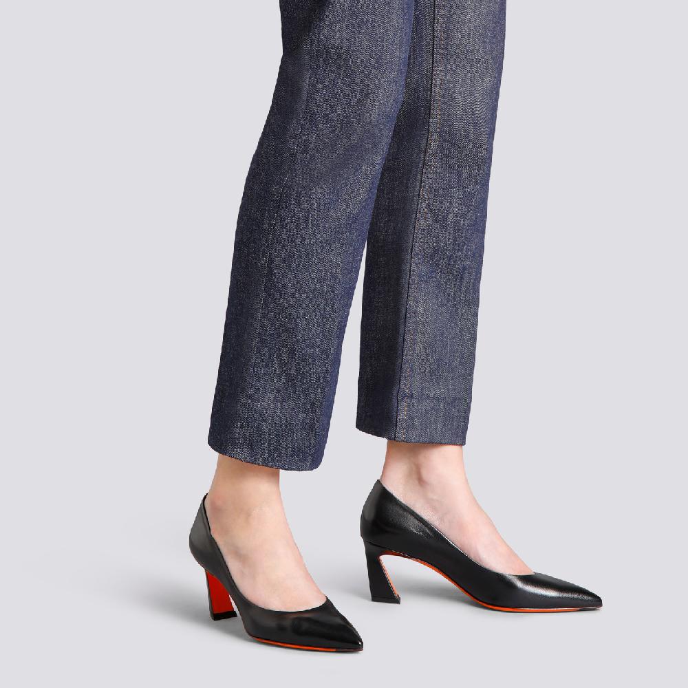 Santoni Décolletés tacco medio da donna in pelle nera Economico