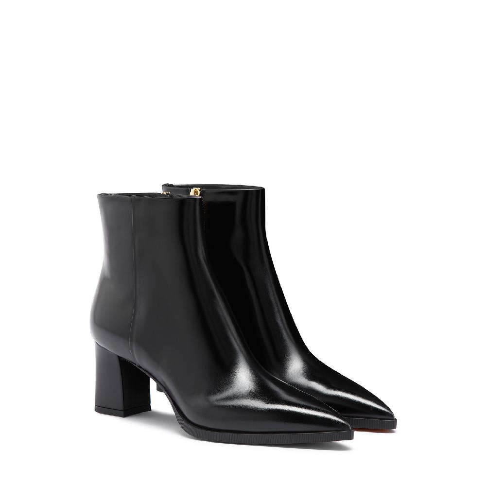 Santoni Stivaletto tacco medio da donna in pelle nera Outlet