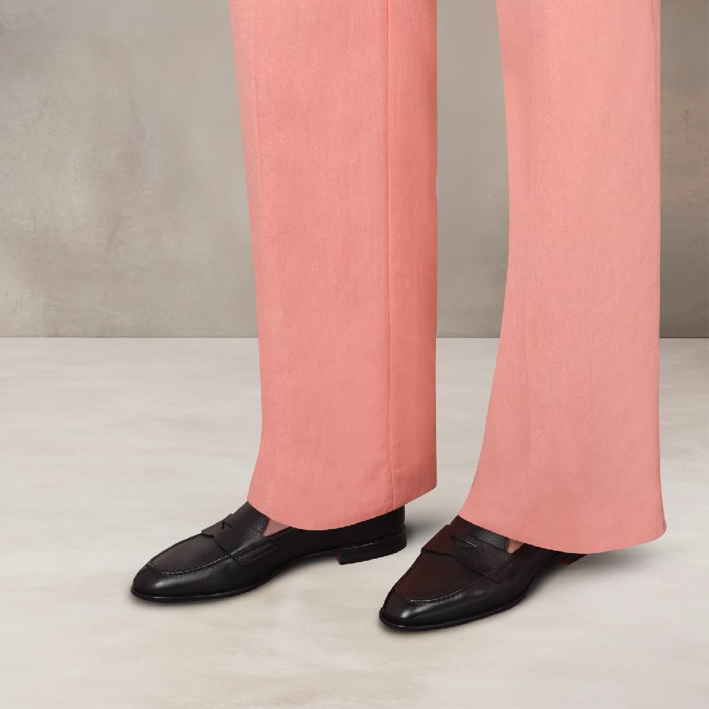 Santoni Mocassino penny da donna in pelle nera In Vendita
