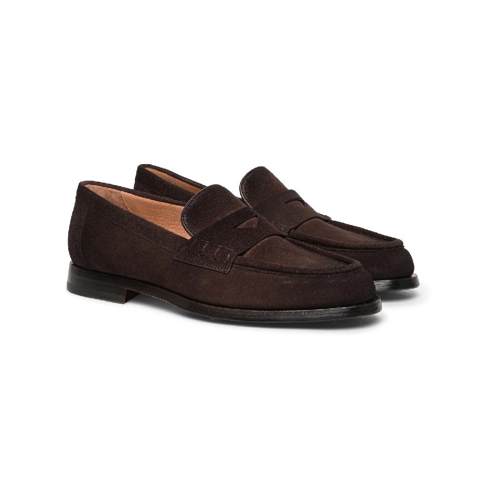 Santoni Mocassino penny da donna in suede testa di moro Saldi