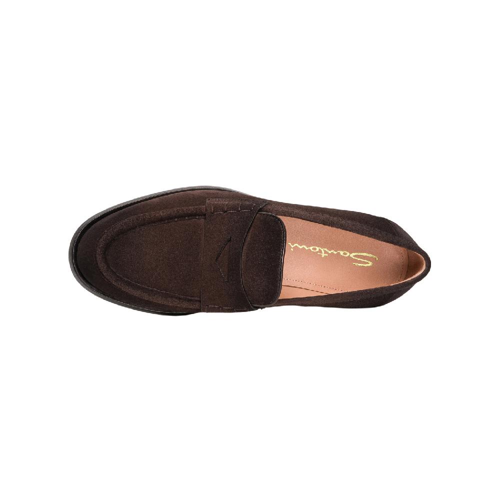 Santoni Mocassino penny da donna in suede testa di moro Saldi