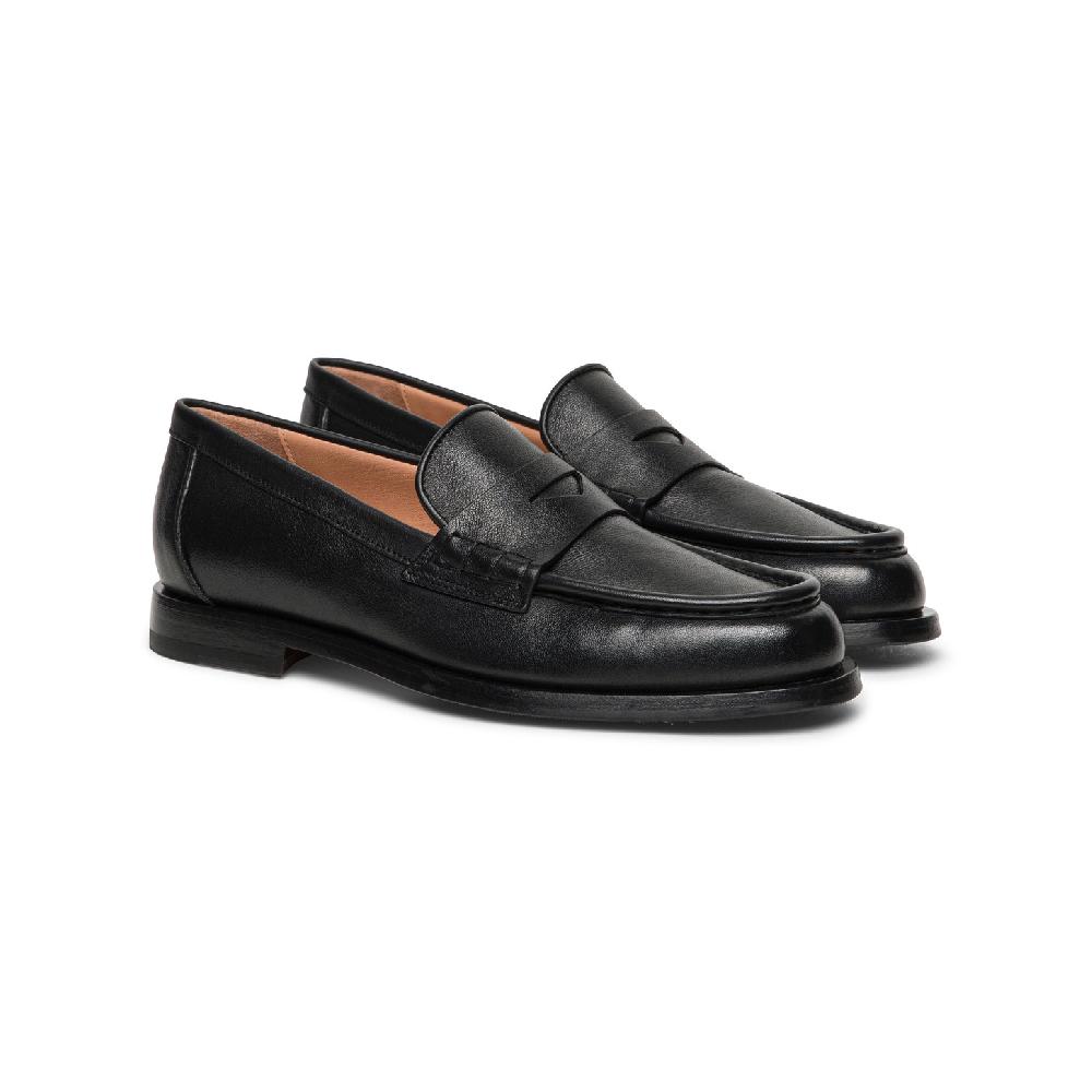 Santoni Mocassino penny da donna in pelle nera Offerte