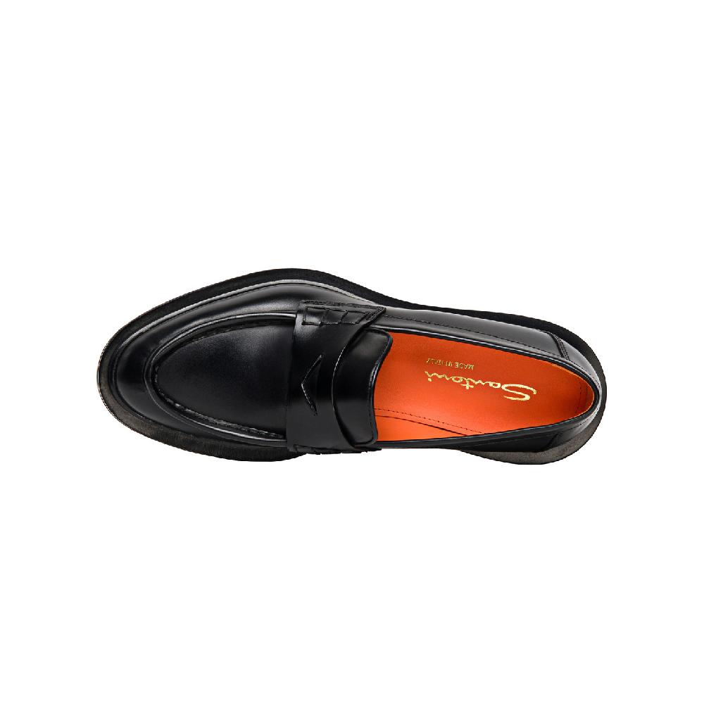 Santoni Mocassino penny da donna in pelle anticata nera Hotsell