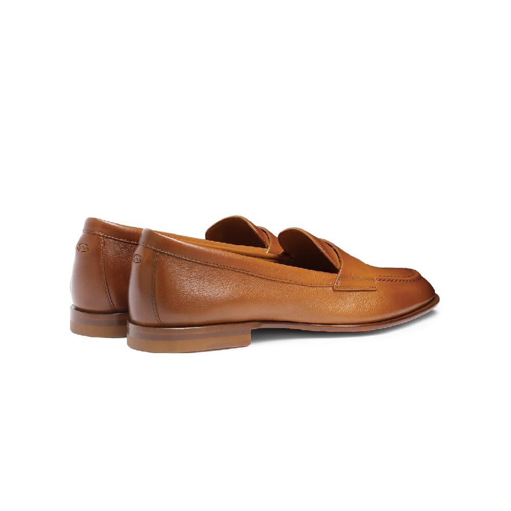 Santoni Mocassino penny da donna in pelle marrone In Saldo