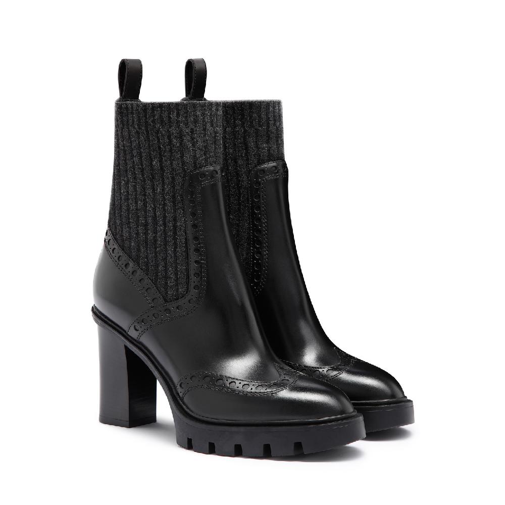 Santoni Stivaletto tacco alto da donna in pelle nera Moda