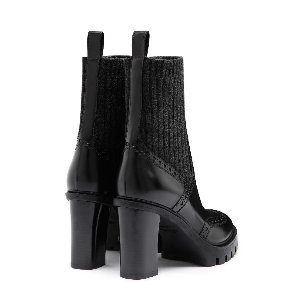 Santoni Stivaletto tacco alto da donna in pelle nera Moda