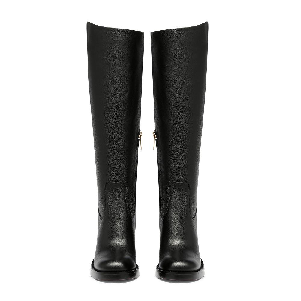 Santoni Stivale tacco alto da donna in pelle nera Italy
