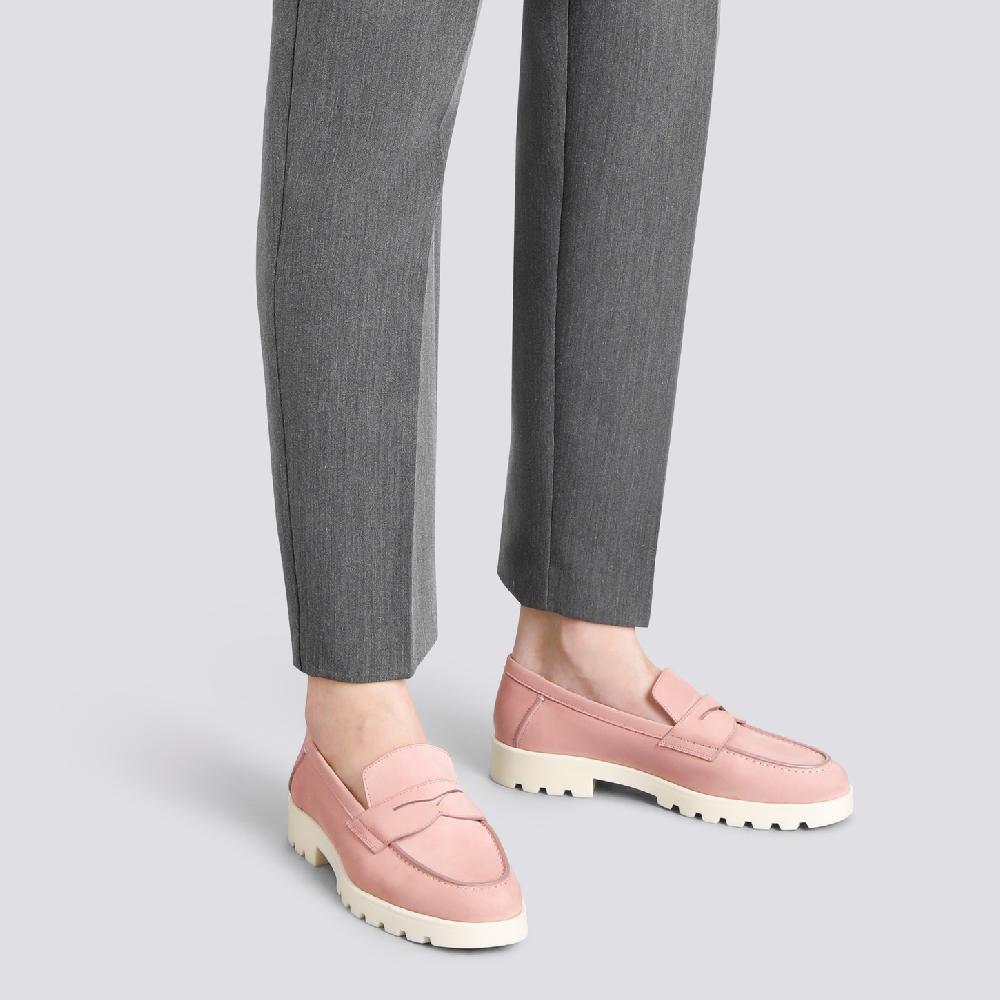 Santoni Mocassino penny da donna in nabuk rosa Italia