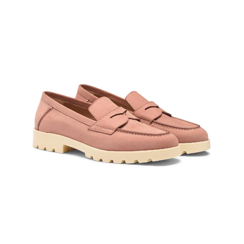 Santoni Mocassino penny da donna in nabuk rosa Italia