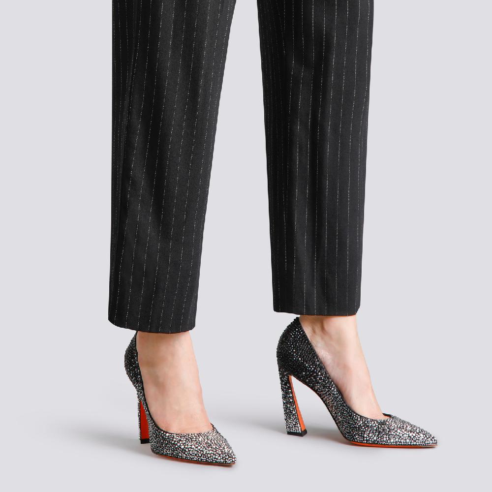 Santoni Décolletés tacco alto Santoni Sibille da donna in suede e strass neri Vendita