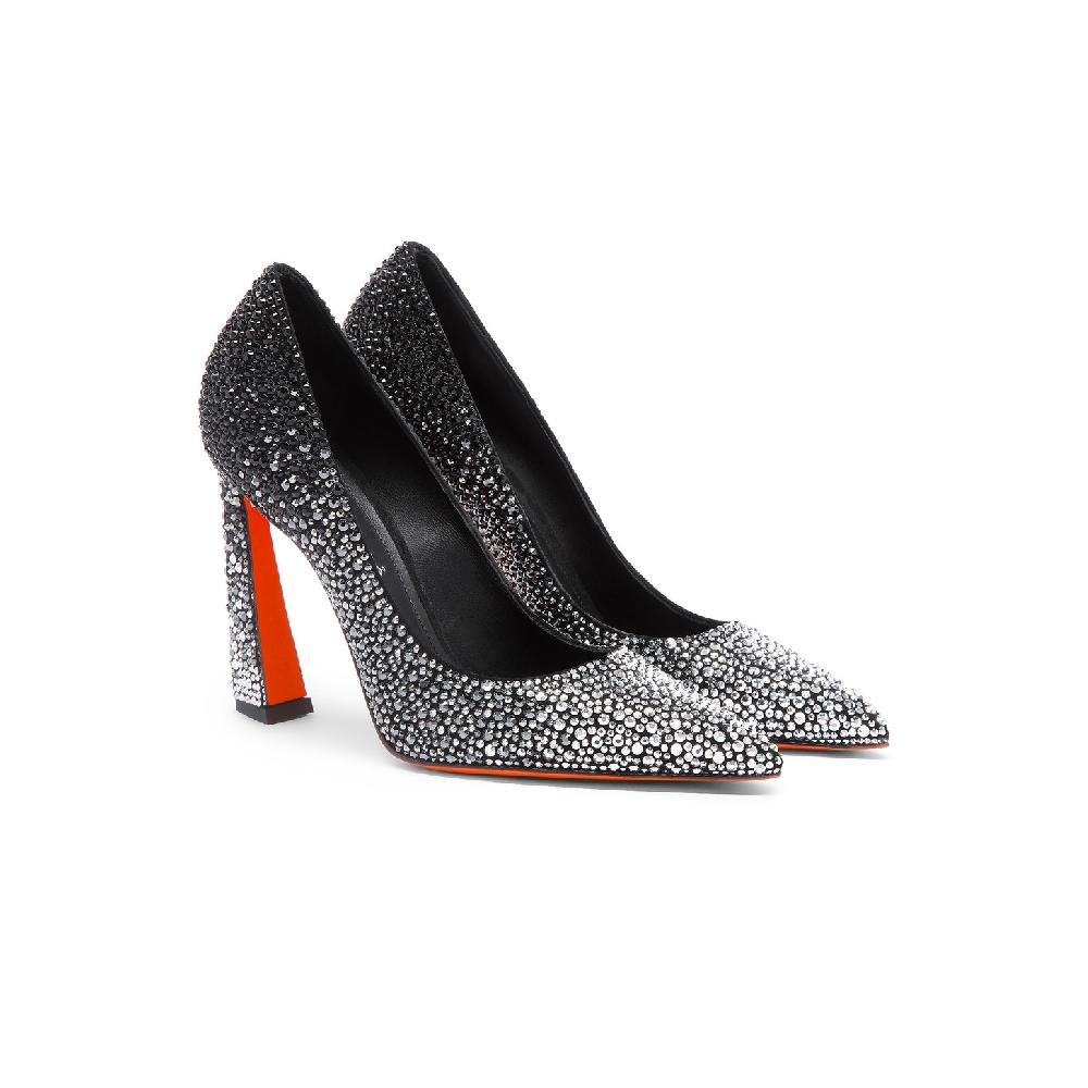 Santoni Décolletés tacco alto Santoni Sibille da donna in suede e strass neri Vendita