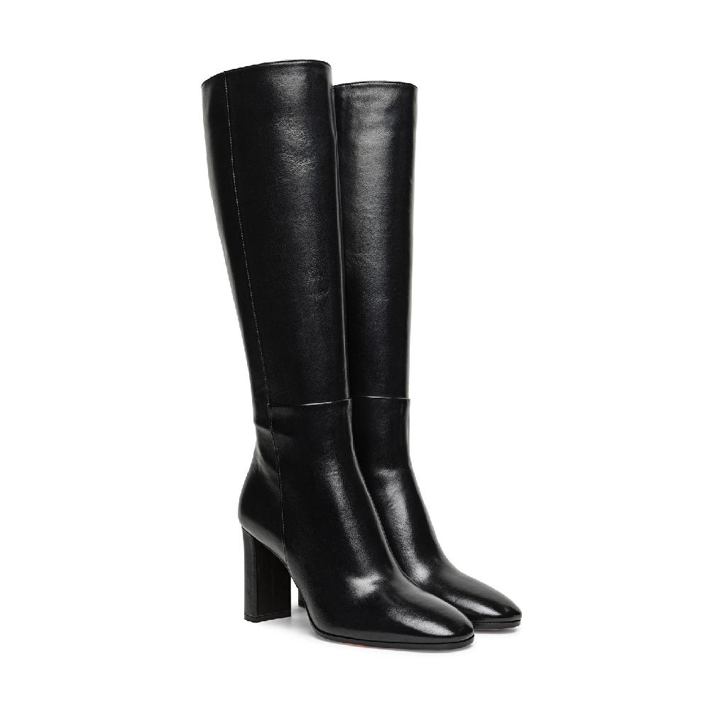 Santoni Stivale tacco alto da donna in pelle nera Soddisfazione Garantita