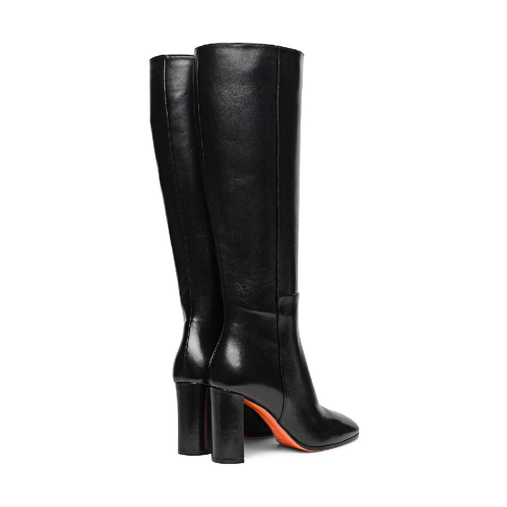 Santoni Stivale tacco alto da donna in pelle nera Soddisfazione Garantita