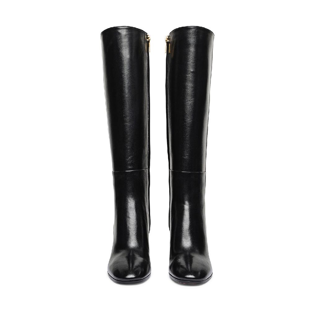 Santoni Stivale tacco alto da donna in pelle nera Soddisfazione Garantita
