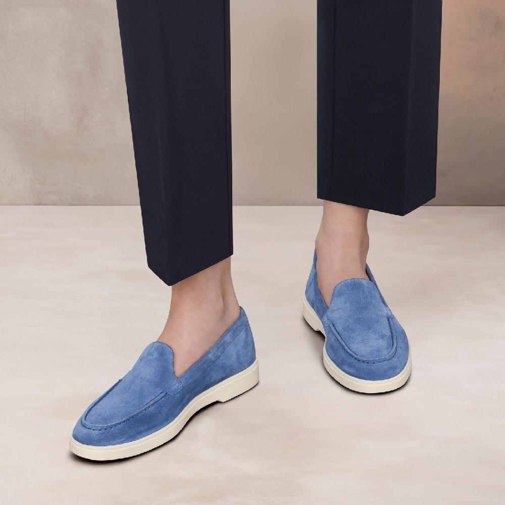 Santoni Mocassino da donna in suede blu Negozi Online