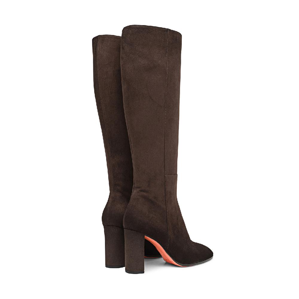 Santoni Stivale tacco alto da donna in suede testa di moro Fino Al -60%