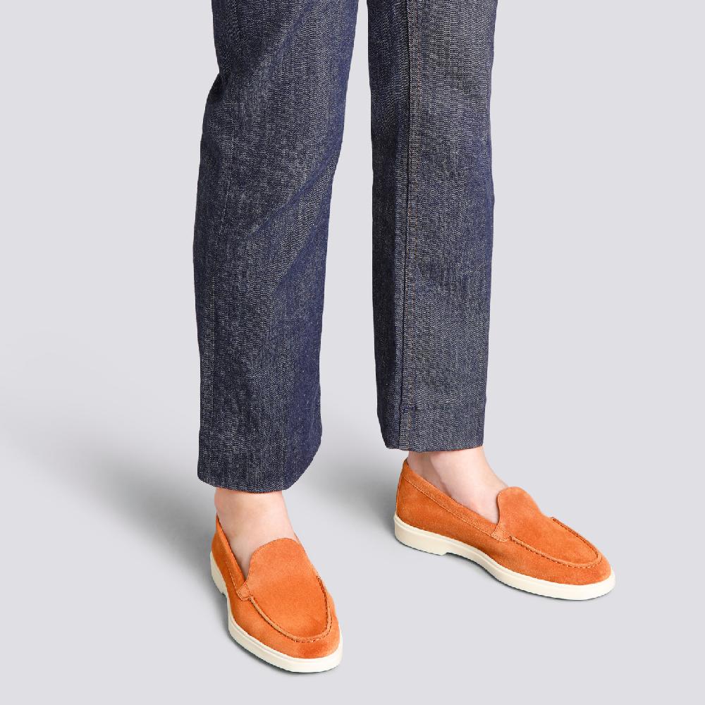 Santoni Mocassino da donna in suede arancione Affare Del Giorno