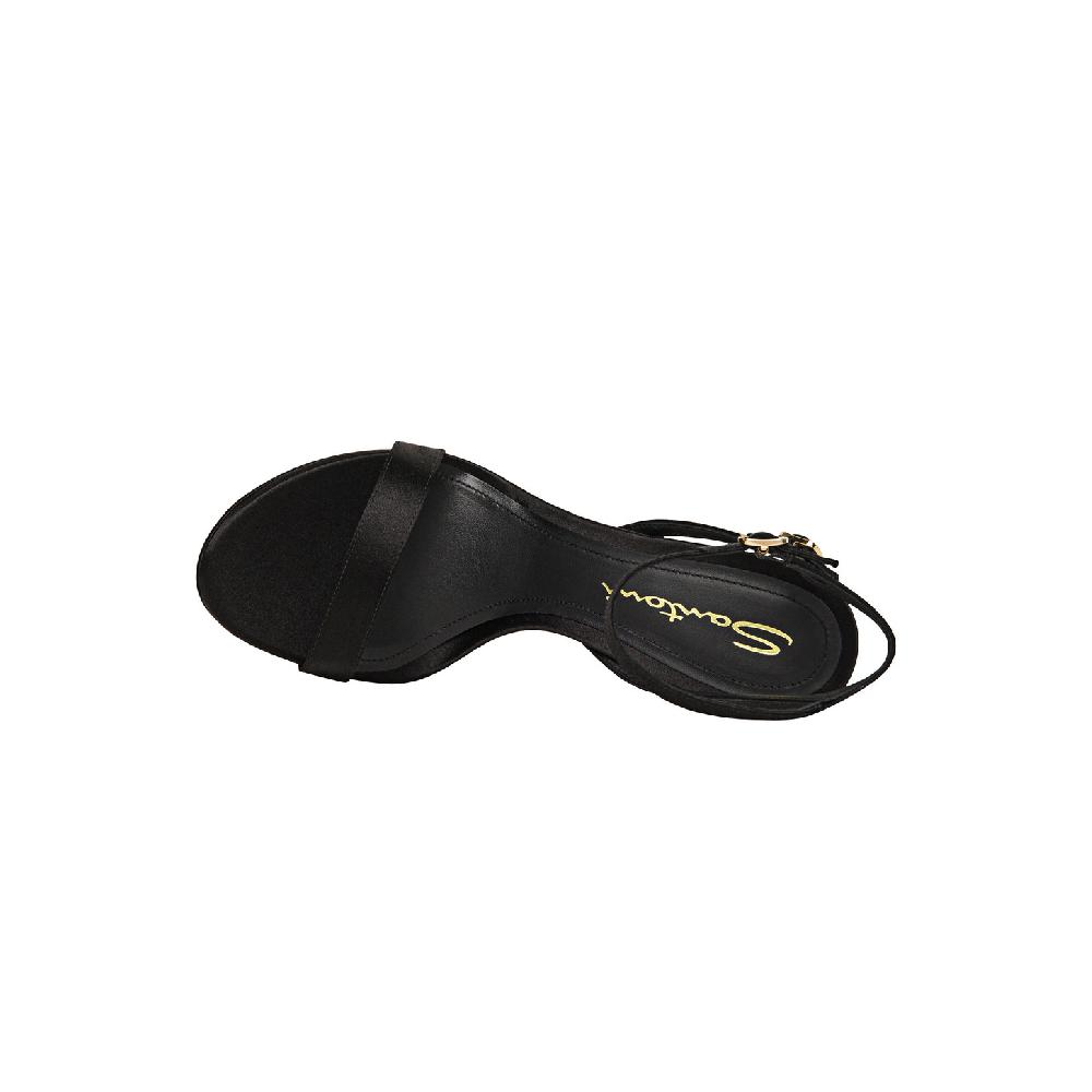 Santoni Sandalo tacco alto da donna in raso nero Novità