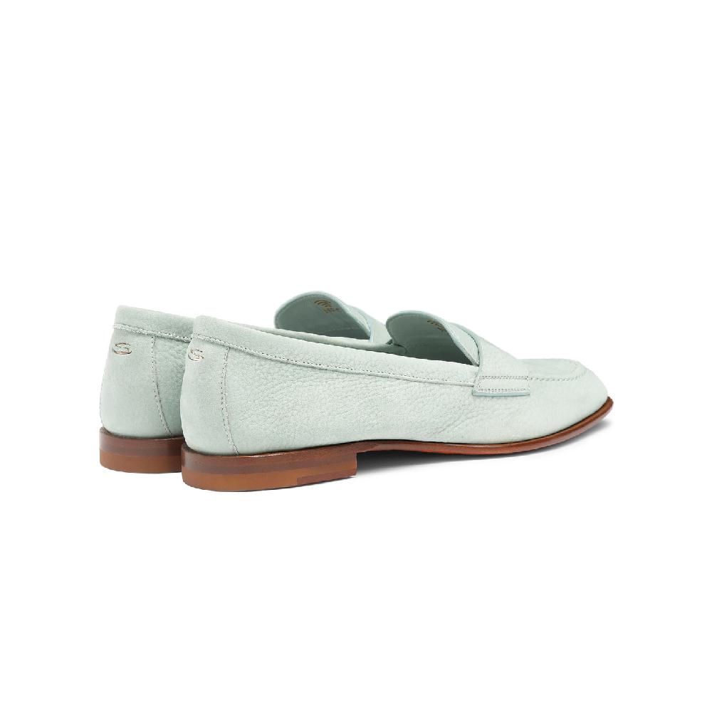 Santoni Mocassino penny da donna in nabuk azzurro Presa