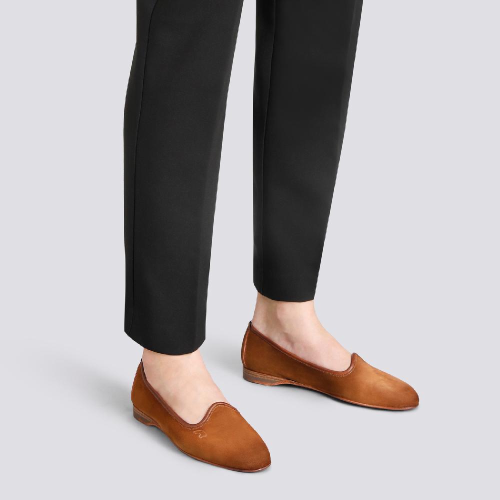 Santoni Mocassino da donna in suede marrone Sconto
