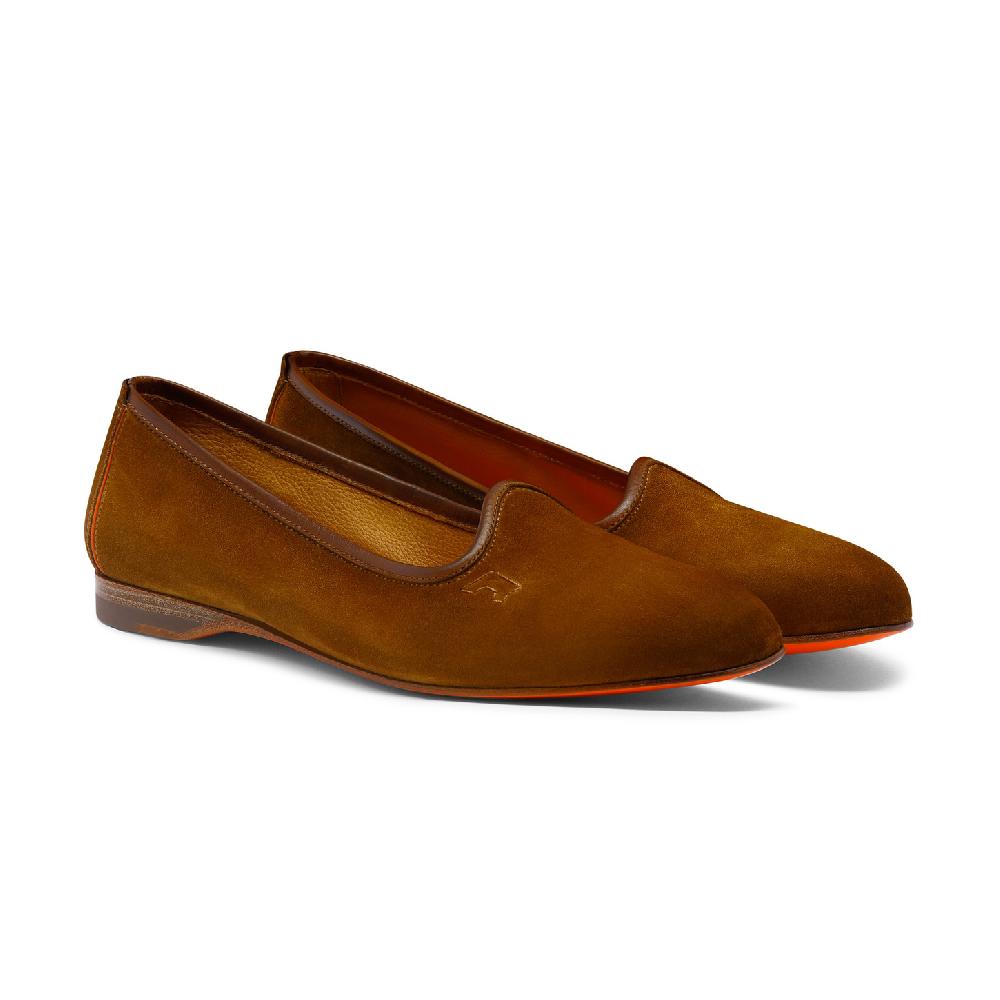 Santoni Mocassino da donna in suede marrone Sconto