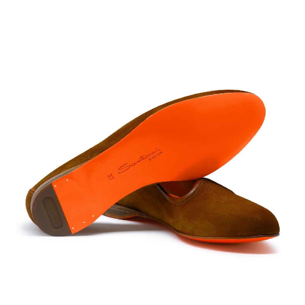 Santoni Mocassino da donna in suede marrone Sconto