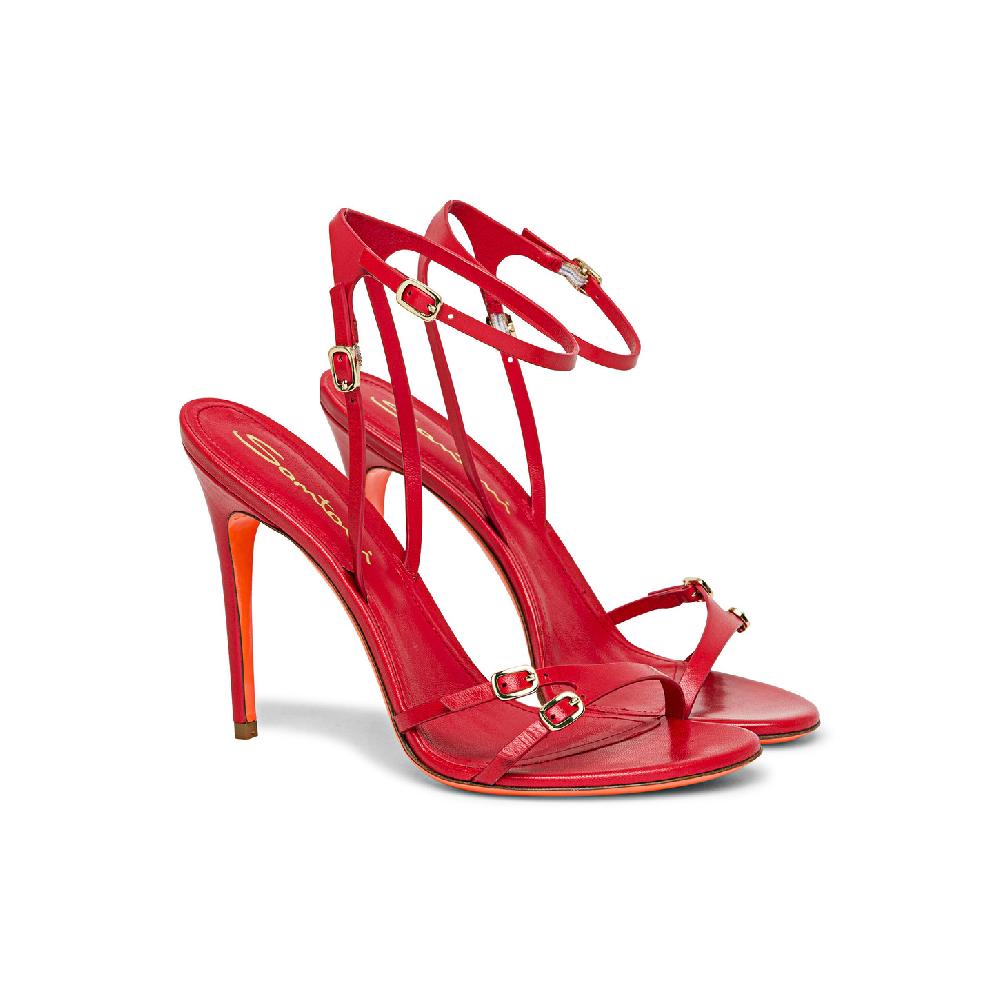 Santoni Sandalo tacco alto da donna in pelle rossa Offerta