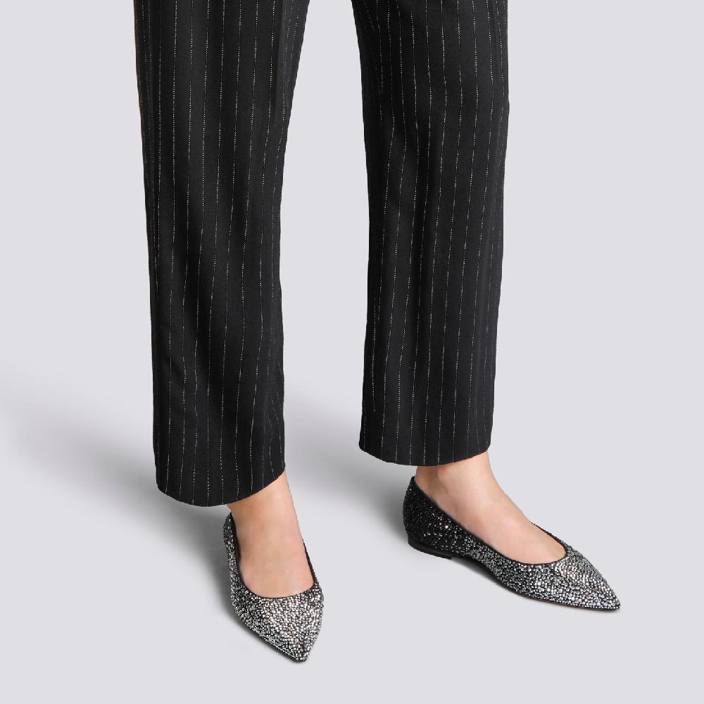 Santoni Ballerina da donna in suede e strass neri Economico