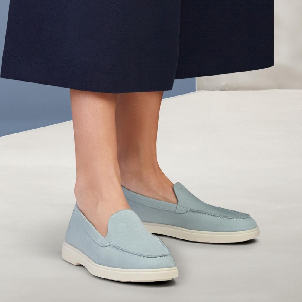 Santoni Mocassino da donna in nabuk azzurro Outlet