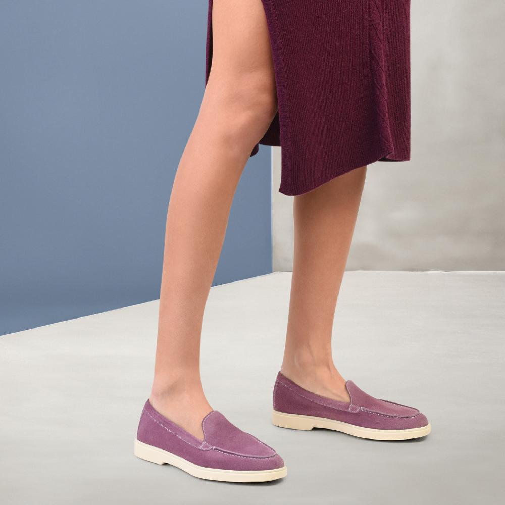 Santoni Mocassino da donna in suede viola In Vendita