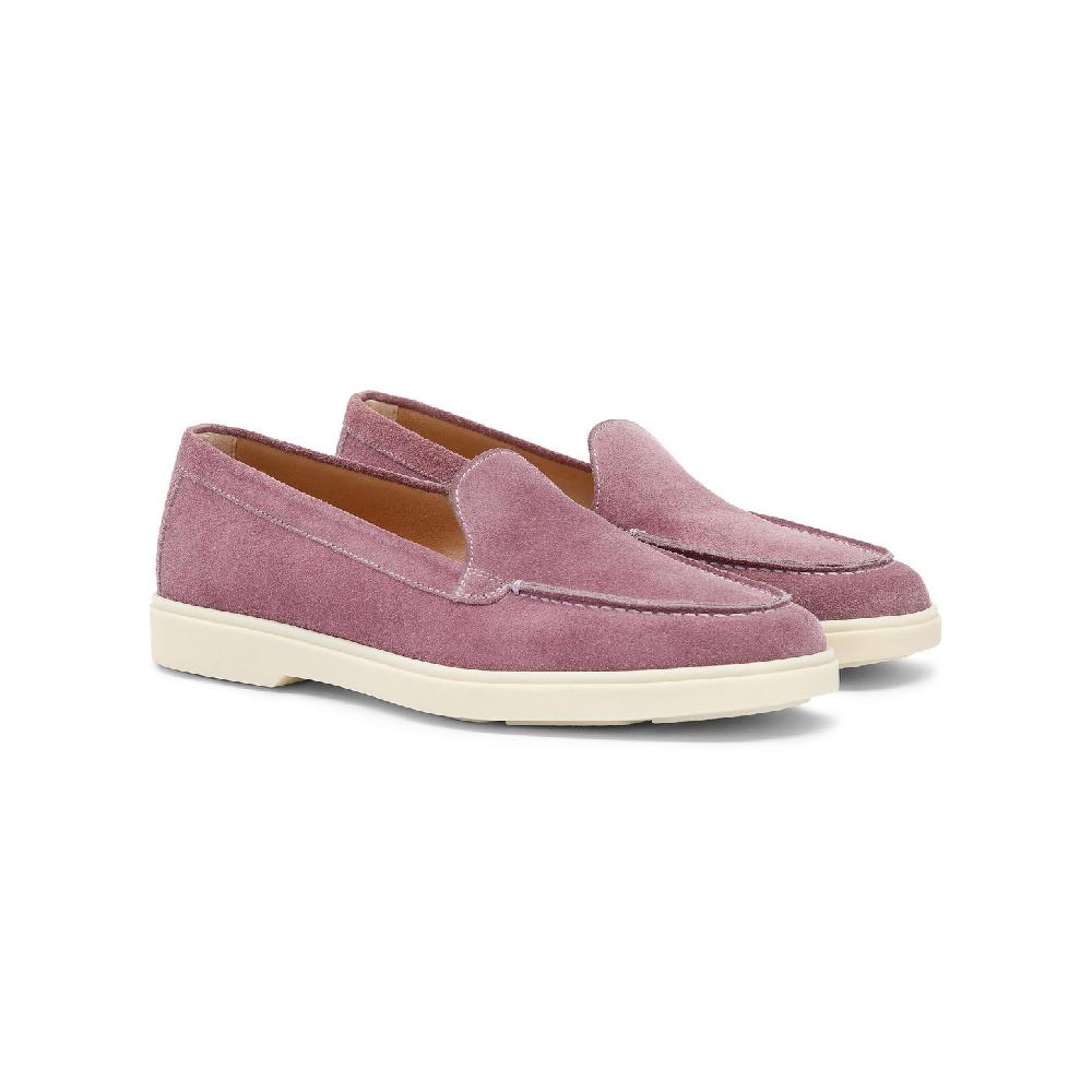 Santoni Mocassino da donna in suede viola In Vendita