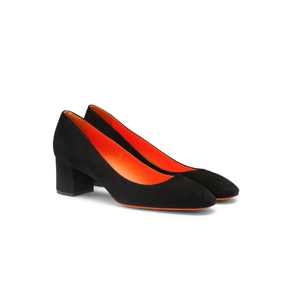 Santoni Décolletés tacco basso da donna in suede nero Offerte