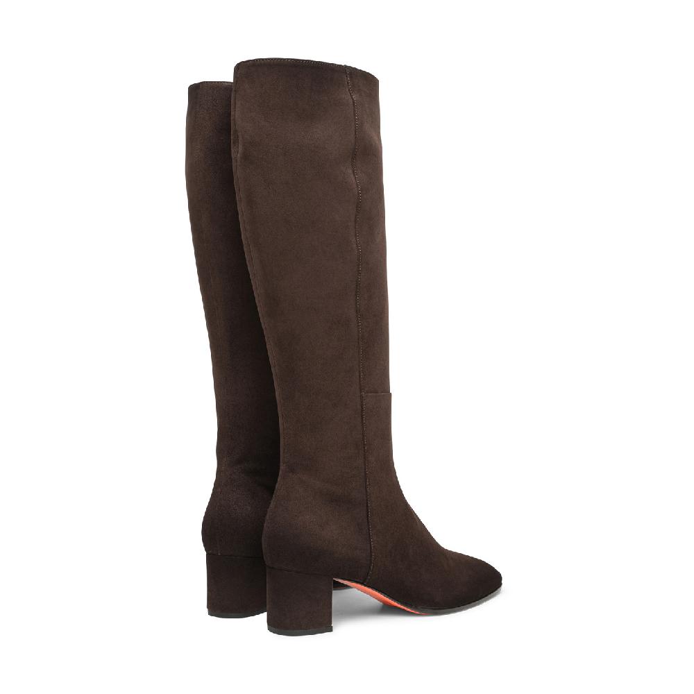 Santoni Stivale tacco medio da donna in suede testa di moro Vendita Calda