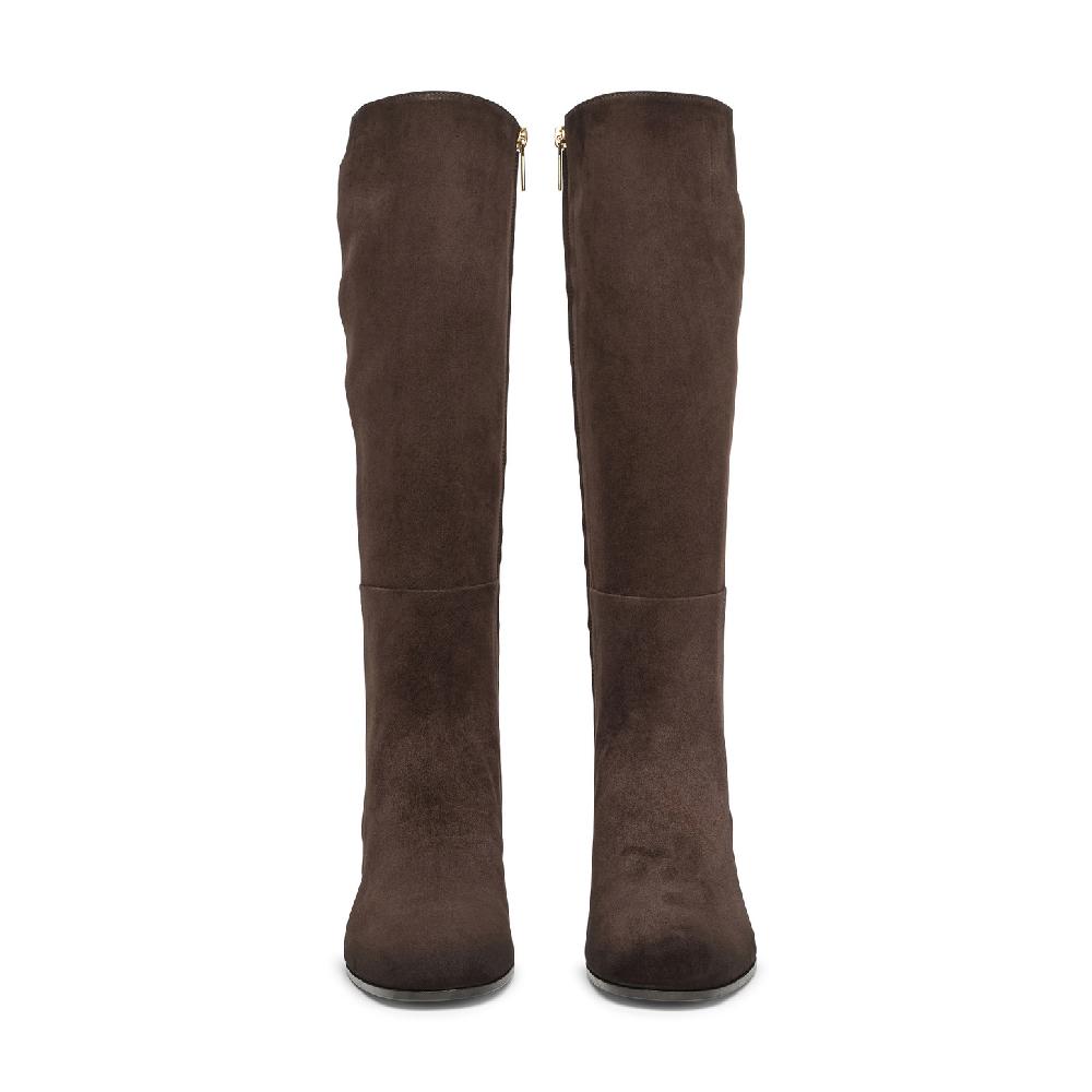 Santoni Stivale tacco medio da donna in suede testa di moro Vendita Calda