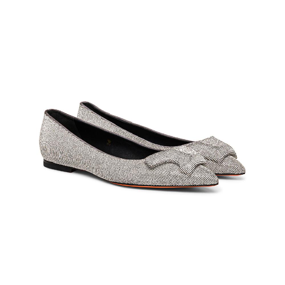 Santoni Ballerina da donna in strass argento Vendita Economica
