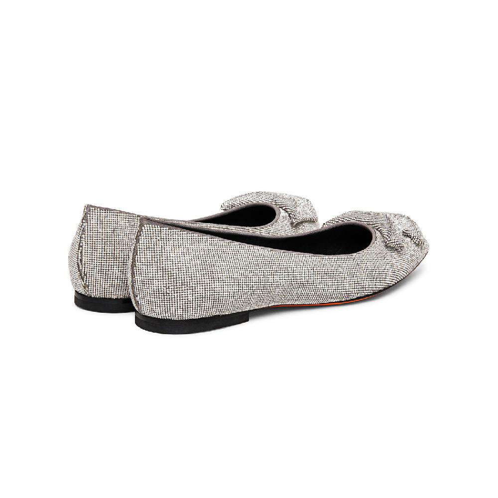 Santoni Ballerina da donna in strass argento Vendita Economica
