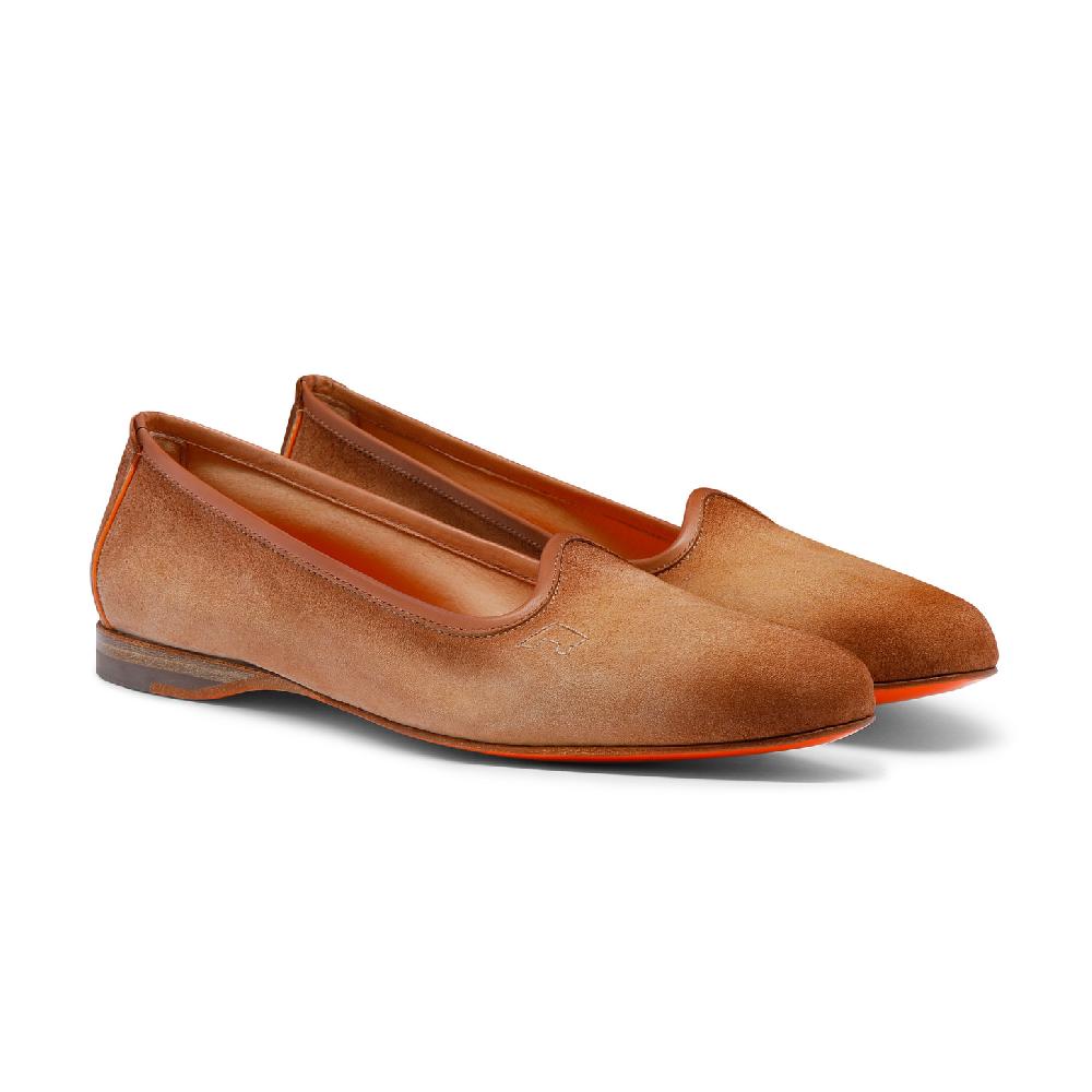 Santoni Mocassino da donna in suede rosa Saldi Di Fabbrica