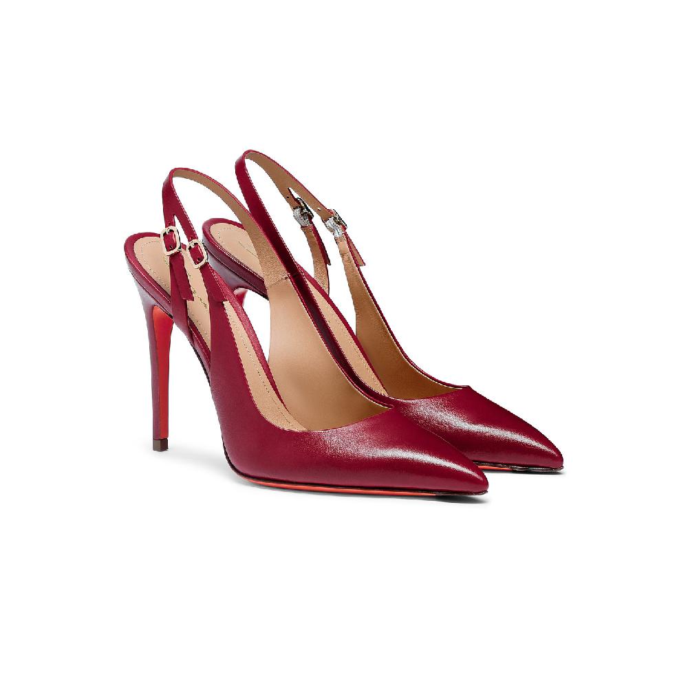 Santoni Slingback tacco alto da donna in pelle rossa Qualità Garantita