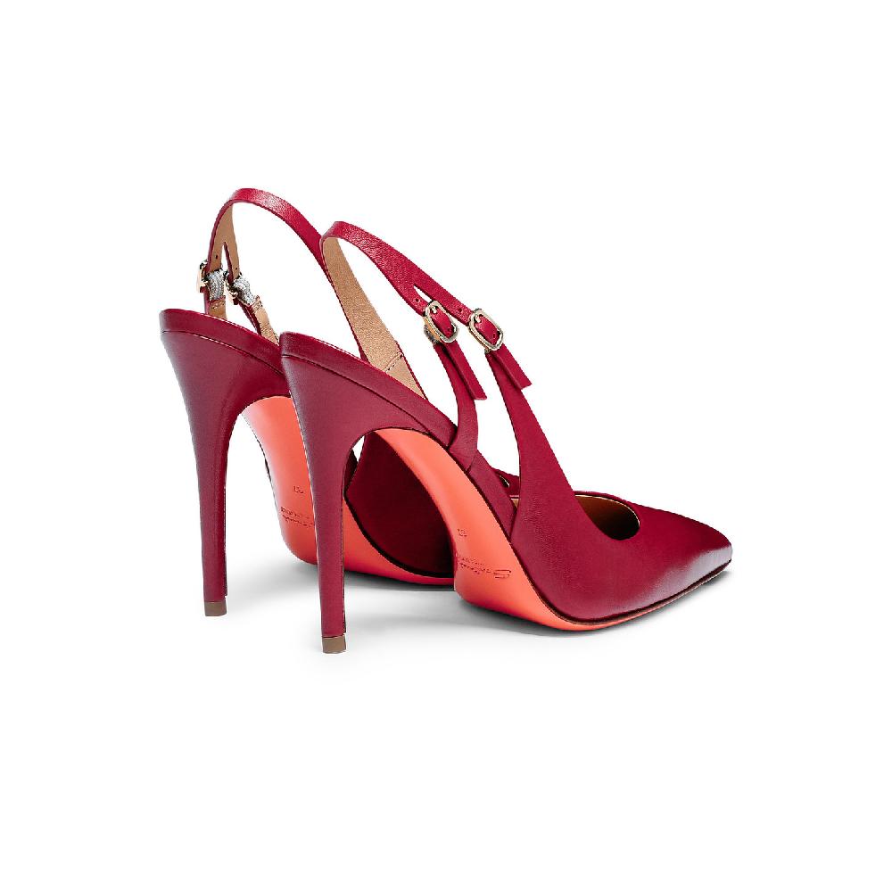 Santoni Slingback tacco alto da donna in pelle rossa Qualità Garantita