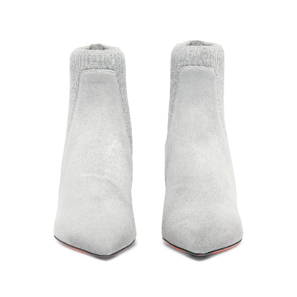 Santoni Stivaletto tacco basso con calzino da donna in suede grigio Negozi Online
