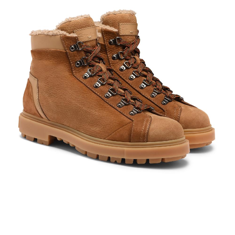 Santoni Scarponcino da montagna da uomo in nabuk marrone Saldi