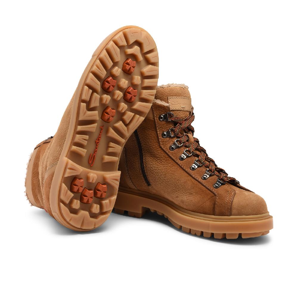 Santoni Scarponcino da montagna da uomo in nabuk marrone Saldi