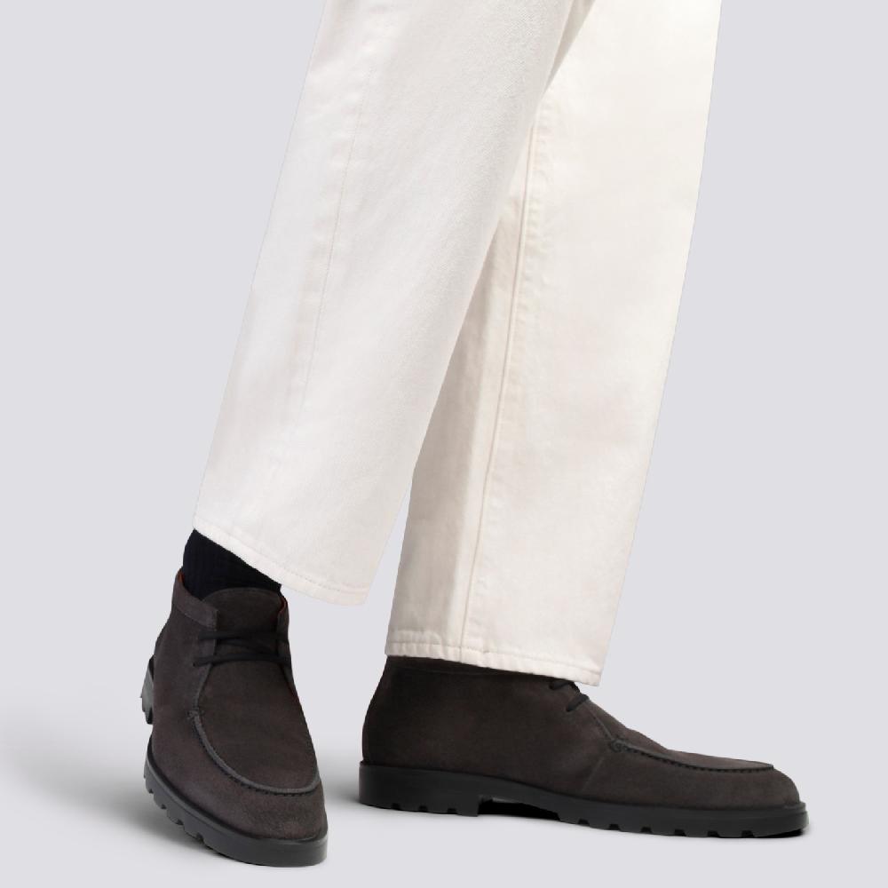 Santoni Stivaletto desert da uomo in suede grigio Vendita Calda